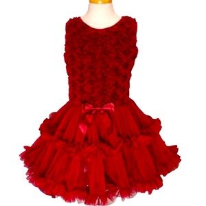 EUC Popatu 989 Little Girls Burgundy Rose Soutach Petti Dress Toddler 2T